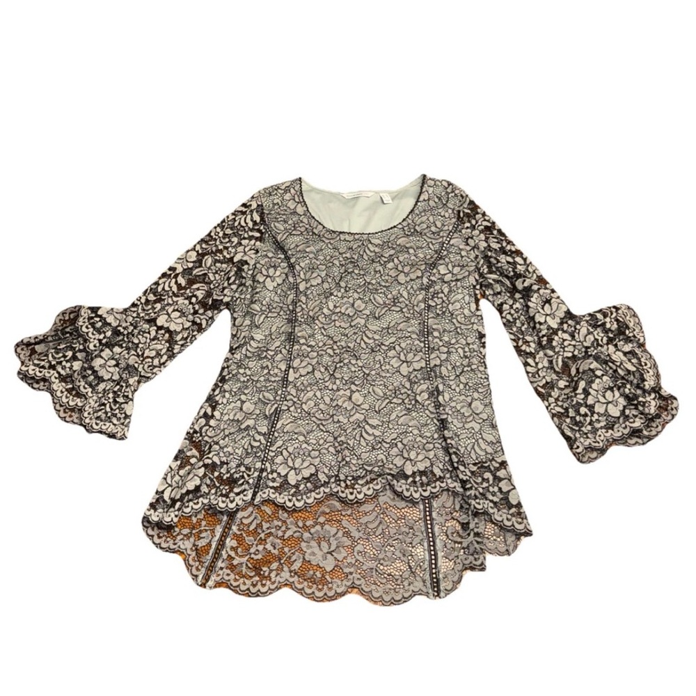 Isacc Mizrahi LIVE! Black Gray Lace Mixed Media Goth Whimsigoth Whimsical Medium